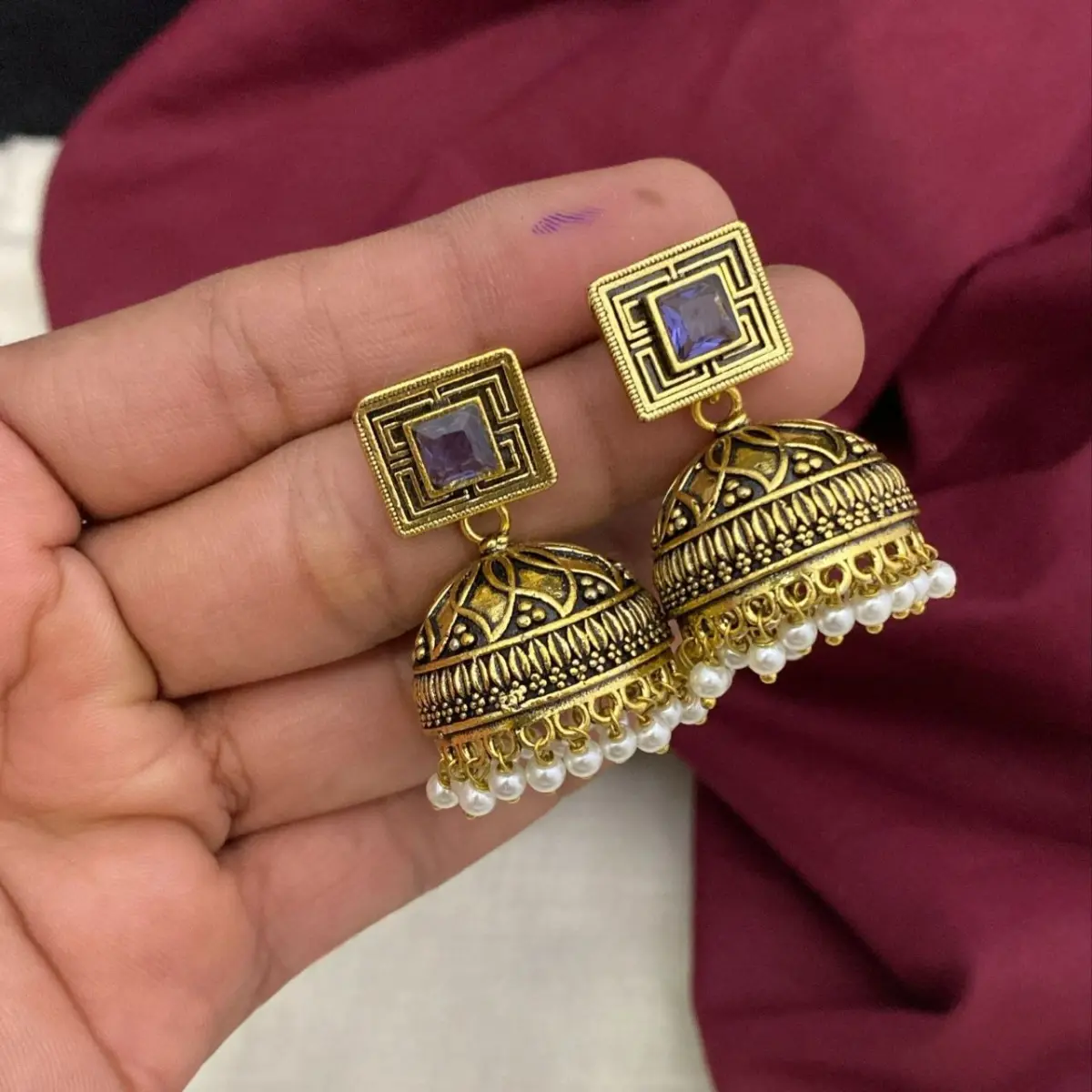 Pearl Charm Jhumkas